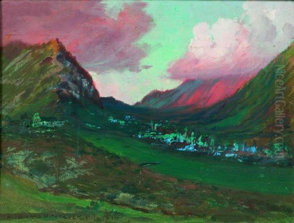 A Hawaiian View Oil Painting by D. Howard Hitchcock