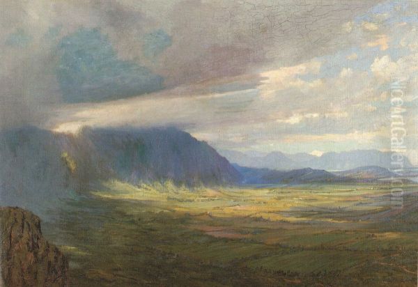 View from the Pali Oil Painting by D. Howard Hitchcock