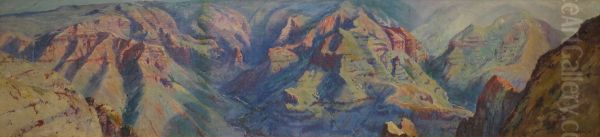 Panorama of Waimea Canyon Oil Painting by D. Howard Hitchcock