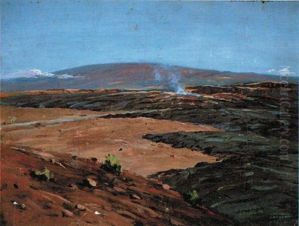Kilauea from Our Camp Oil Painting by D. Howard Hitchcock