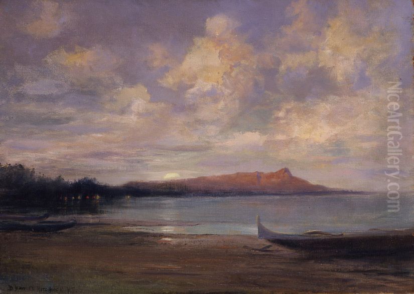 Diamond Head Nocturne Oil Painting by D. Howard Hitchcock
