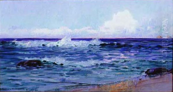 Mokulua Islands from Kailua Beach Oil Painting by D. Howard Hitchcock