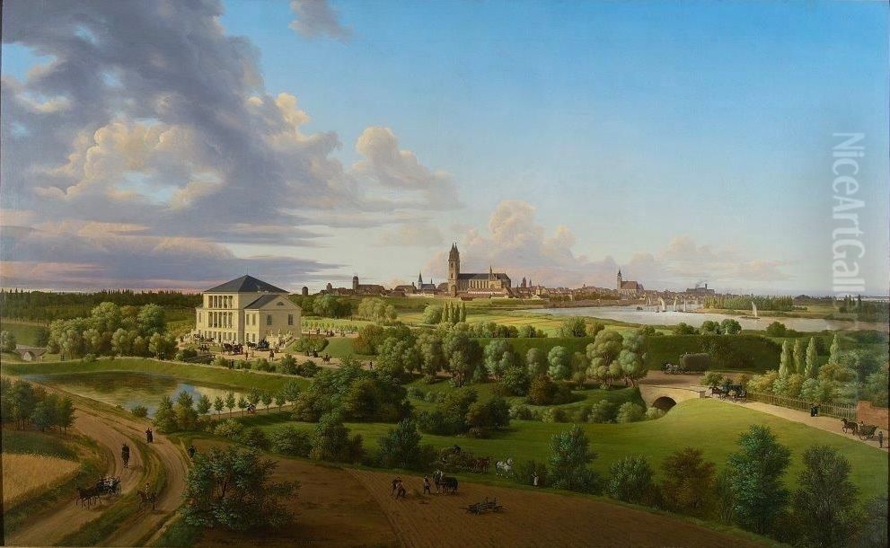 Magdeburg, View from Southeast Oil Painting by Carl Hasenpflug Magdeburg, View from Southeast Oil Painting by Carl Hasenpflug