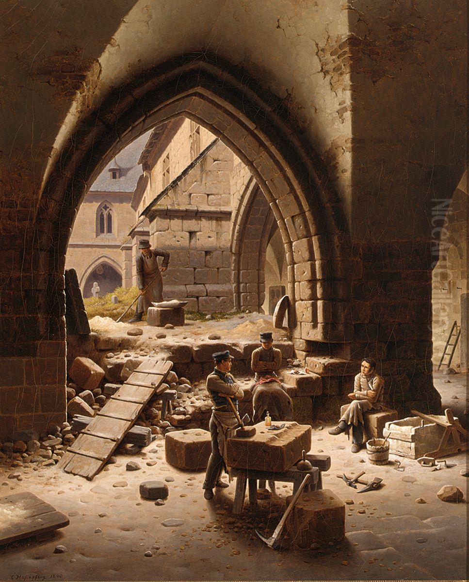 Port of the Cloister of the Liebfrauenkirche in Halberstadt Oil Painting by Carl Hasenpflug