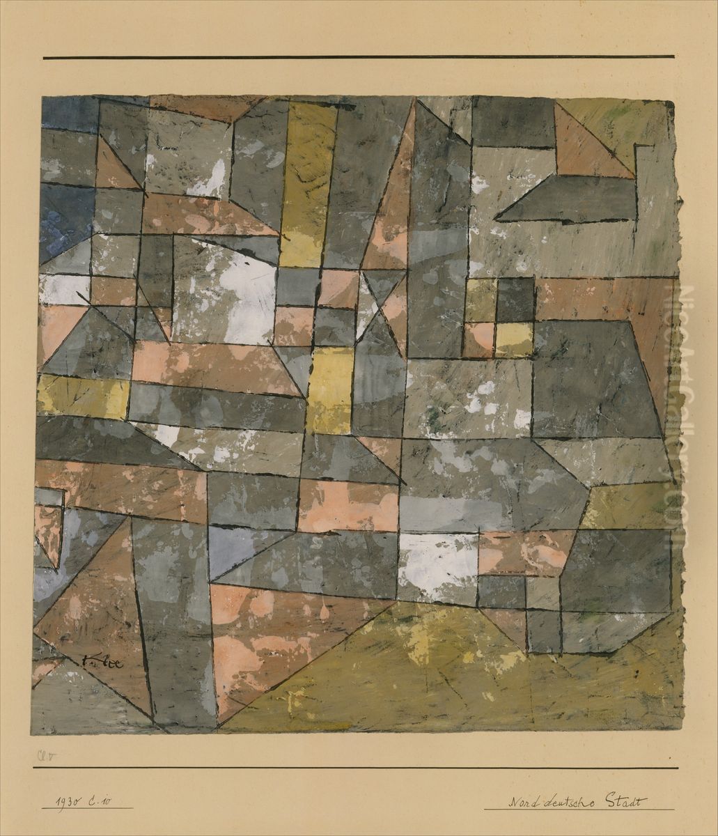 North German City Oil Painting by Paul Klee