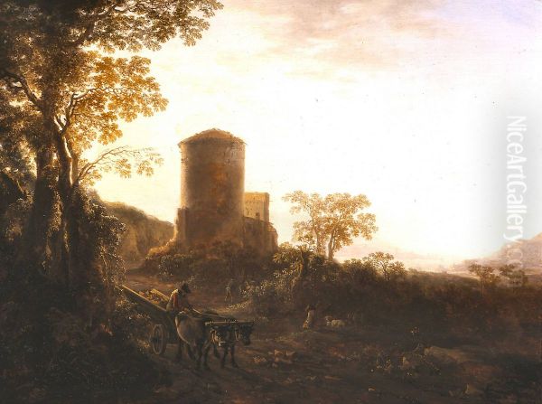 Italian landscape by evening Oil Painting by Jan Both