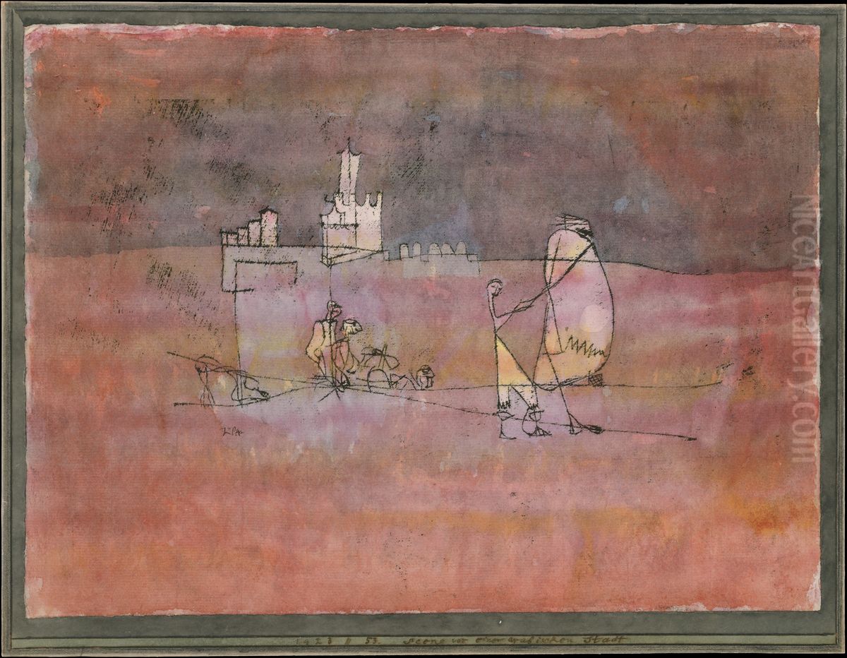 Episode Before an Arab Town Oil Painting by Paul Klee