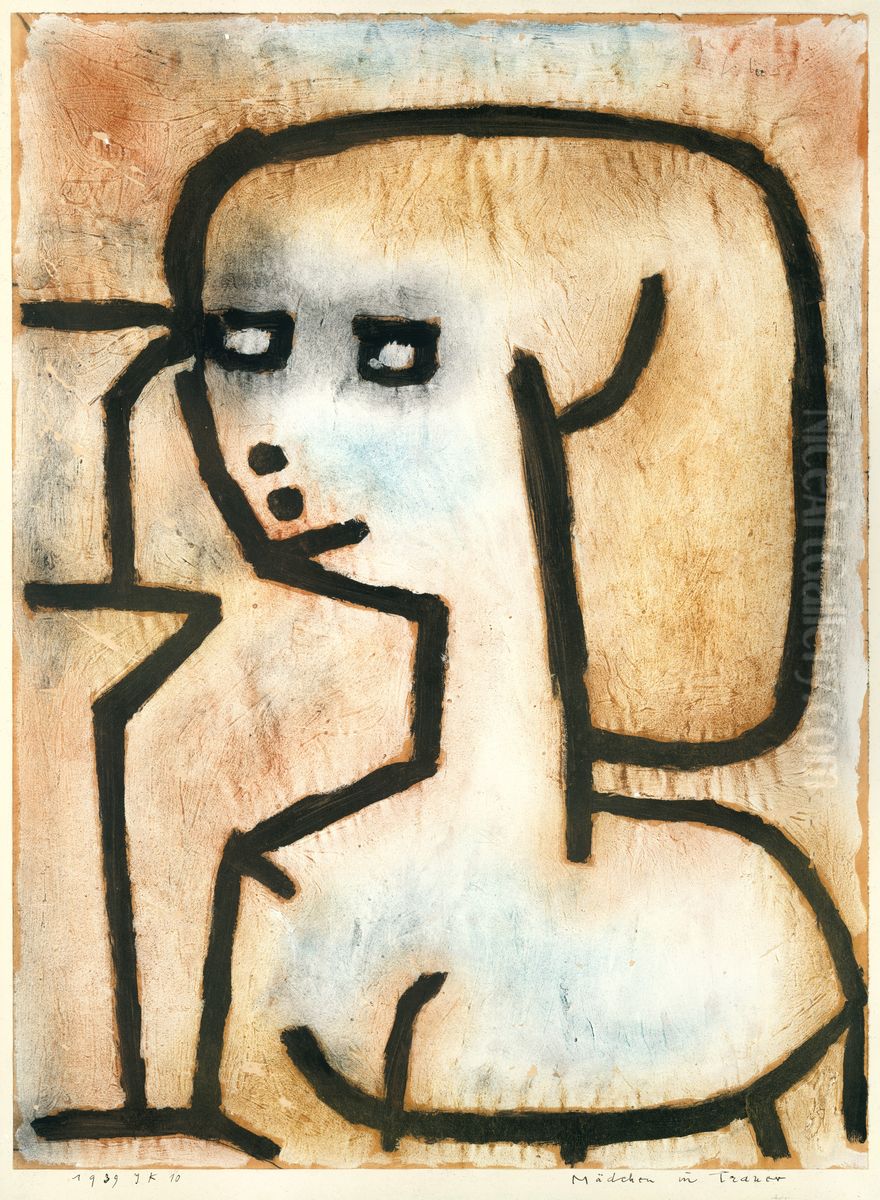Girl in Mourning Oil Painting by Paul Klee