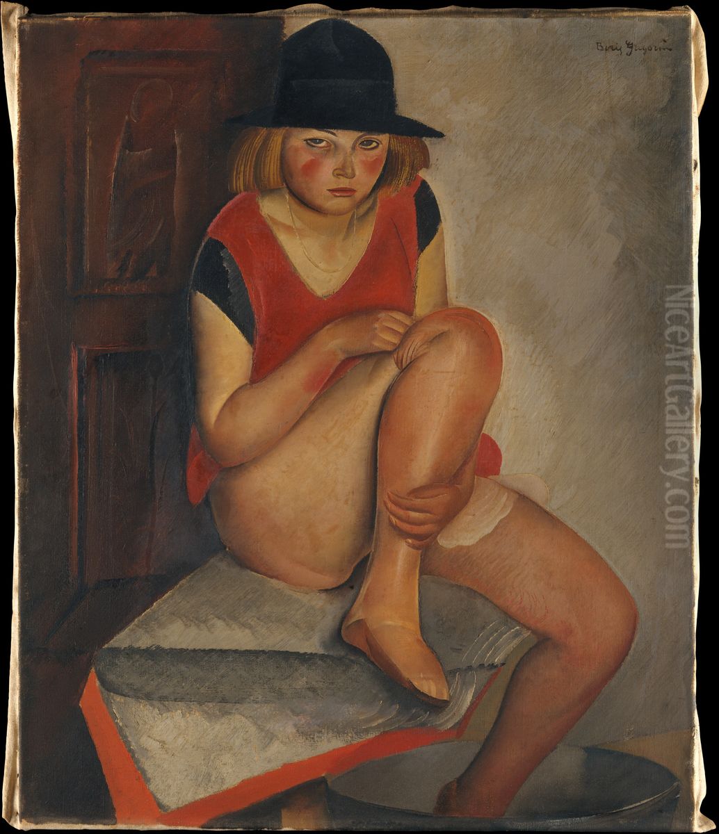 The Model Oil Painting by Boris Grigoriev