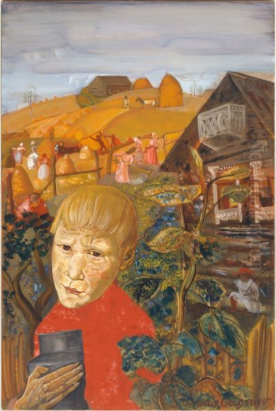 Sergei Esenin (1895-1925) as a Youth Oil Painting by Boris Grigoriev