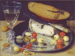 Stilleben mit Kase und Kirschen Stilleben mit Kase und Kirschen