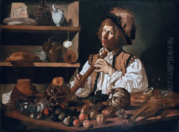 The Fluteplayer Oil Painting by Cecco Del Caravaggio