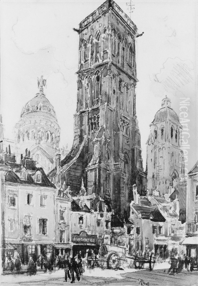 The Towers of St. Martin, Tours Oil Painting by Joseph Pennell