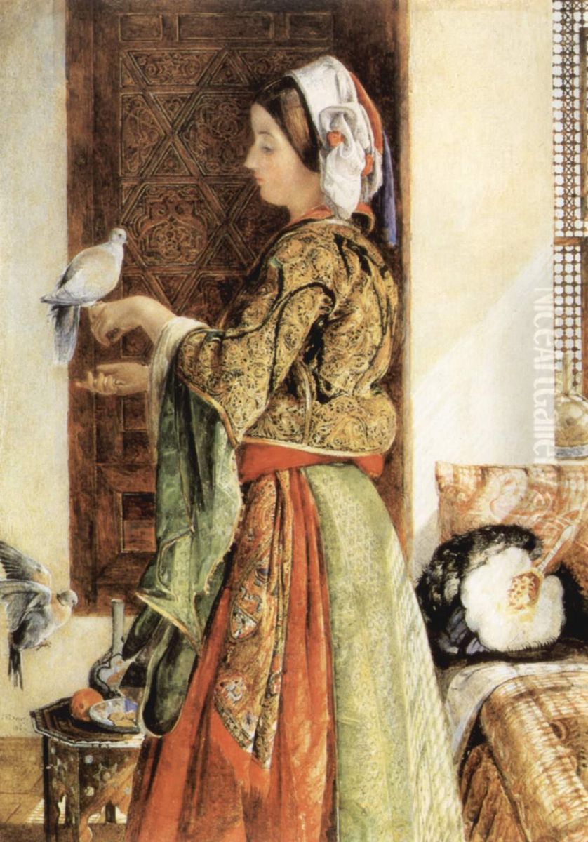 Gefangene Taube, Cairo Oil Painting by John Frederick Lewis