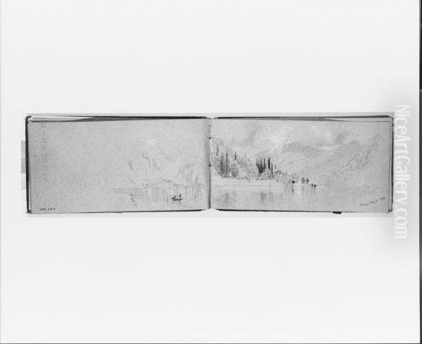Panorama of Roman Campagna, Nov. 12, 1868 (recto, from sketchbook) Oil Painting by Jervis McEntee