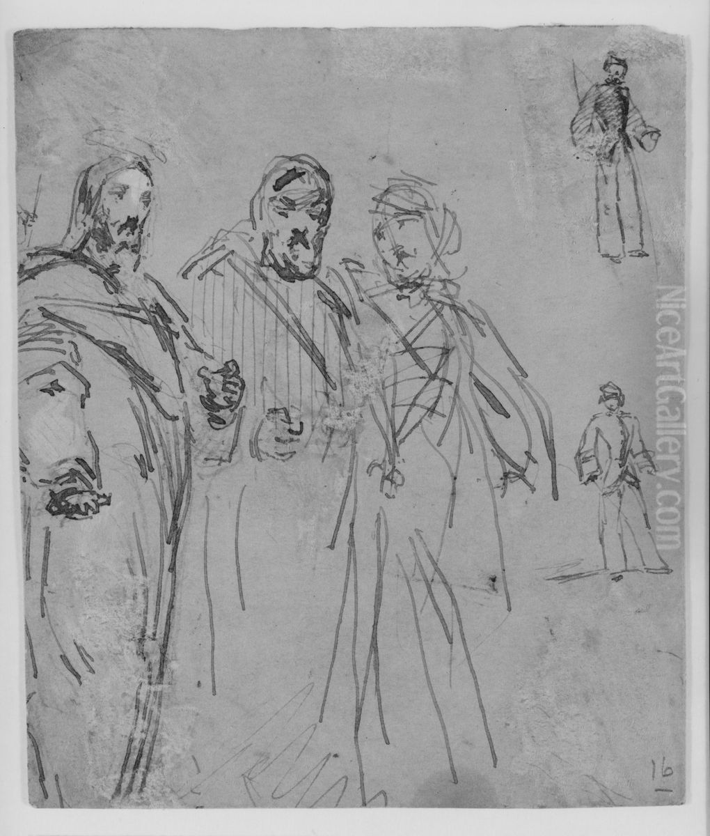 Church Scene (from Sketchbook) Oil Painting by James McNeill Whistler