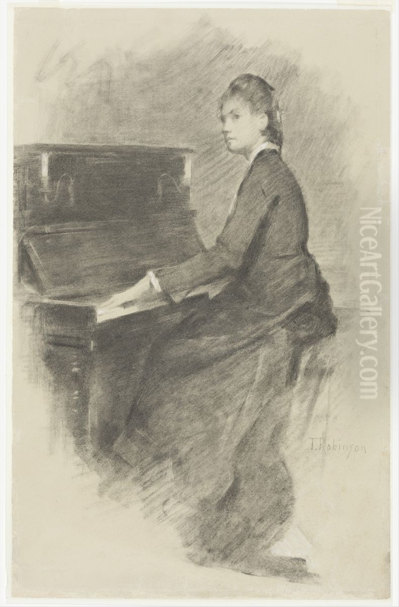 At the Piano Oil Painting by Theodore Robinson