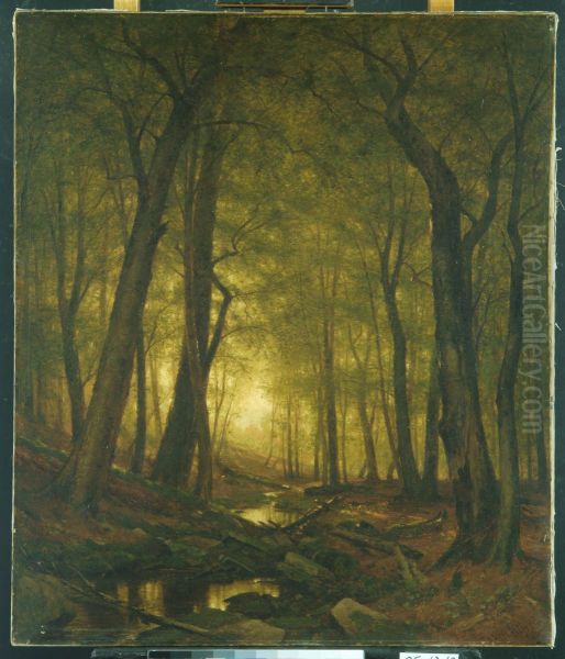 Evening in the Woods Oil Painting by Worthington Whittredge