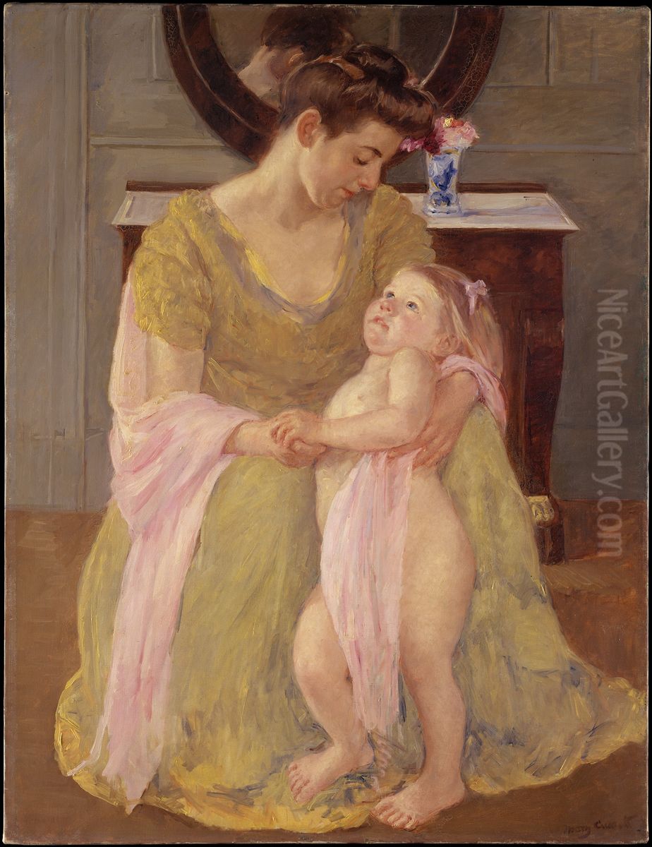 Mother and Child with a Rose Scarf Oil Painting by Mary Cassatt
