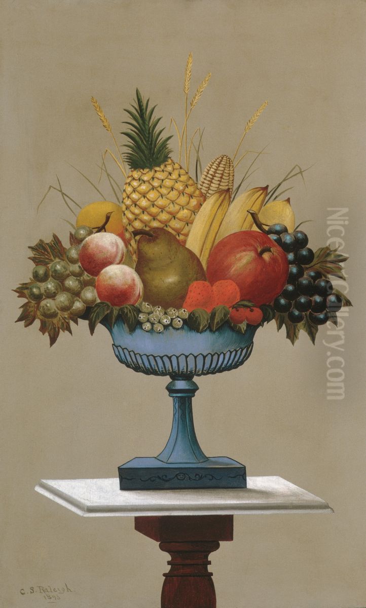 Fruit with Blue-footed Bowl Oil Painting by Charles S. Raleigh