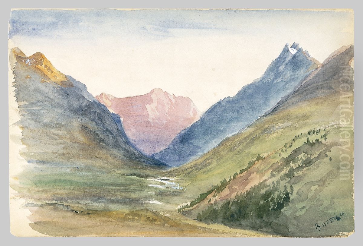 Mountain View at Bormio (from Switzerland 1869 Sketchbook) Oil Painting by John Singer Sargent