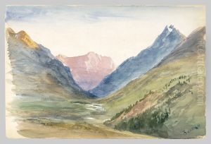 Mountain View at Bormio (from Switzerland 1869 Sketchbook)