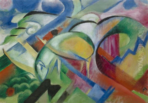 The Sheep Oil Painting by Franz Marc