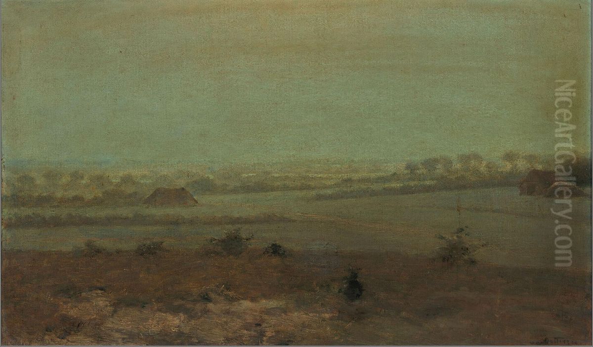 Maannacht bij Elspeet Oil Painting by Hermannus Adrianus van Oosterzee