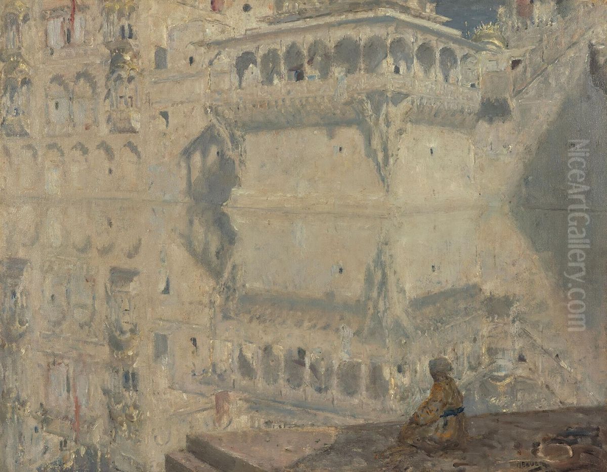 The Palace of the Radjah of Bharatpur Oil Painting by Marius Bauer