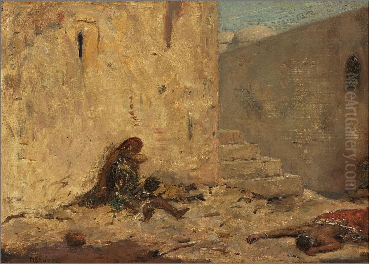 Hongersnood in een Oosterse stad Oil Painting by Marius Bauer