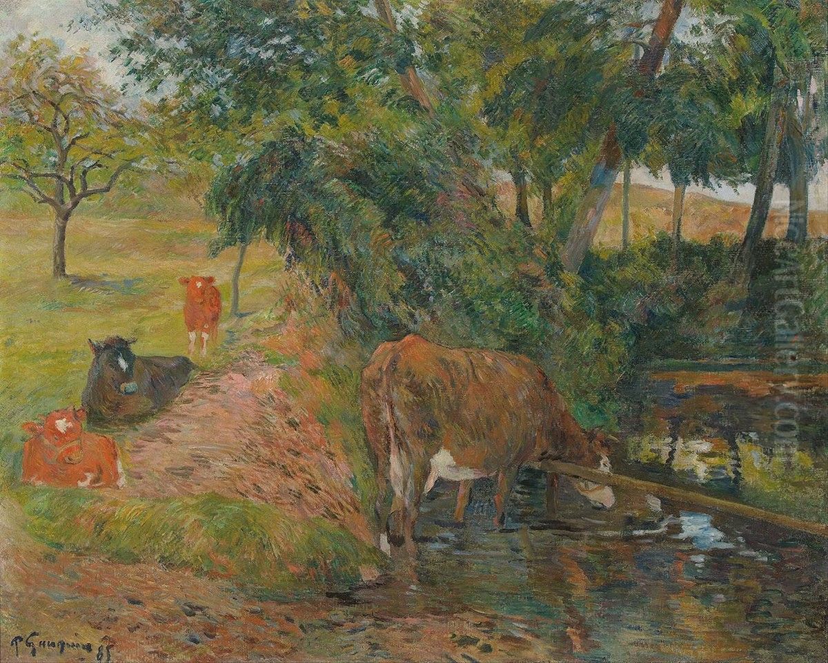 Vaches pres de Dieppe, ou Vaches au repos Oil Painting by Paul Gauguin