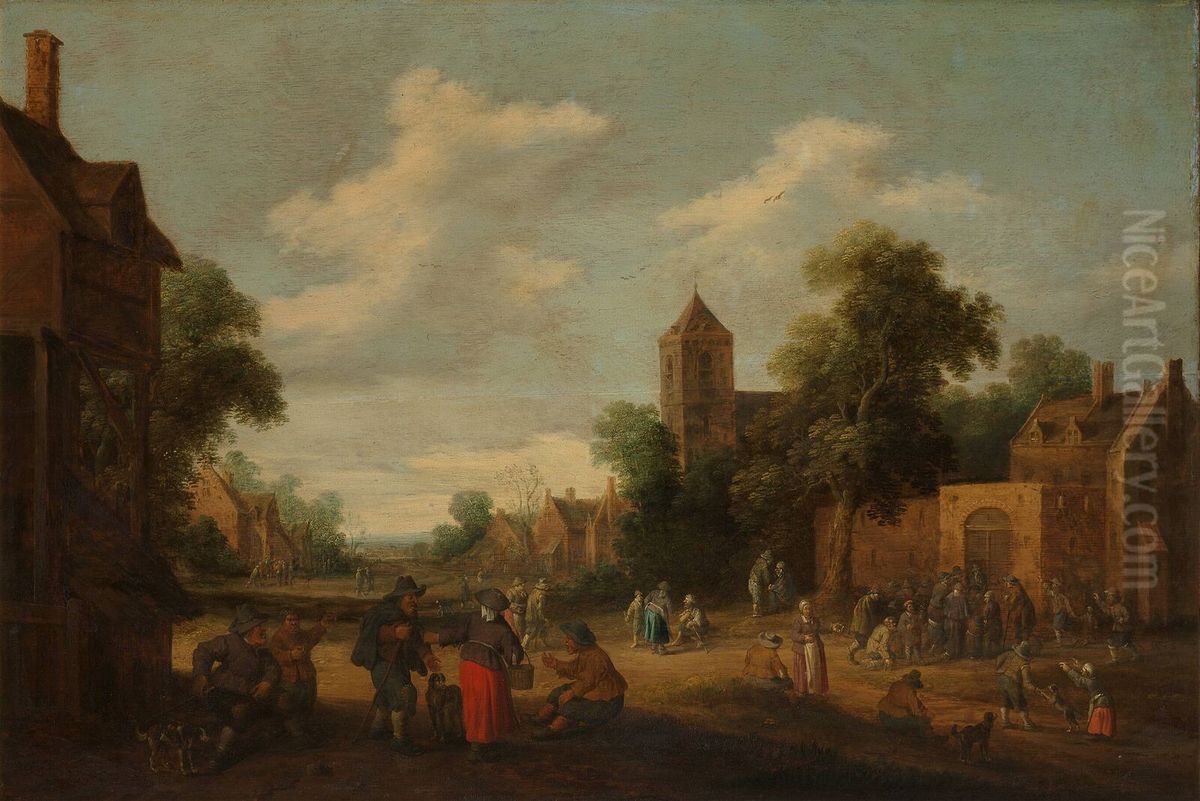 Village Scene. Oil Painting by Joost Cornelisz Droochsloot