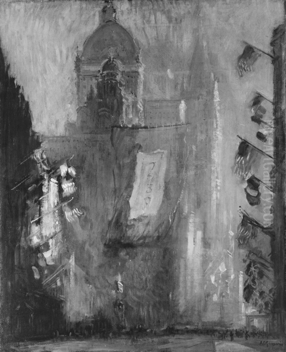 The Celebration of Armistice Day, 1918 Oil Painting by Arthur Clifton Goodwin