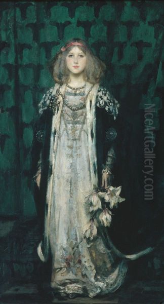 Magnolia Oil Painting by James Jebusa Shannon