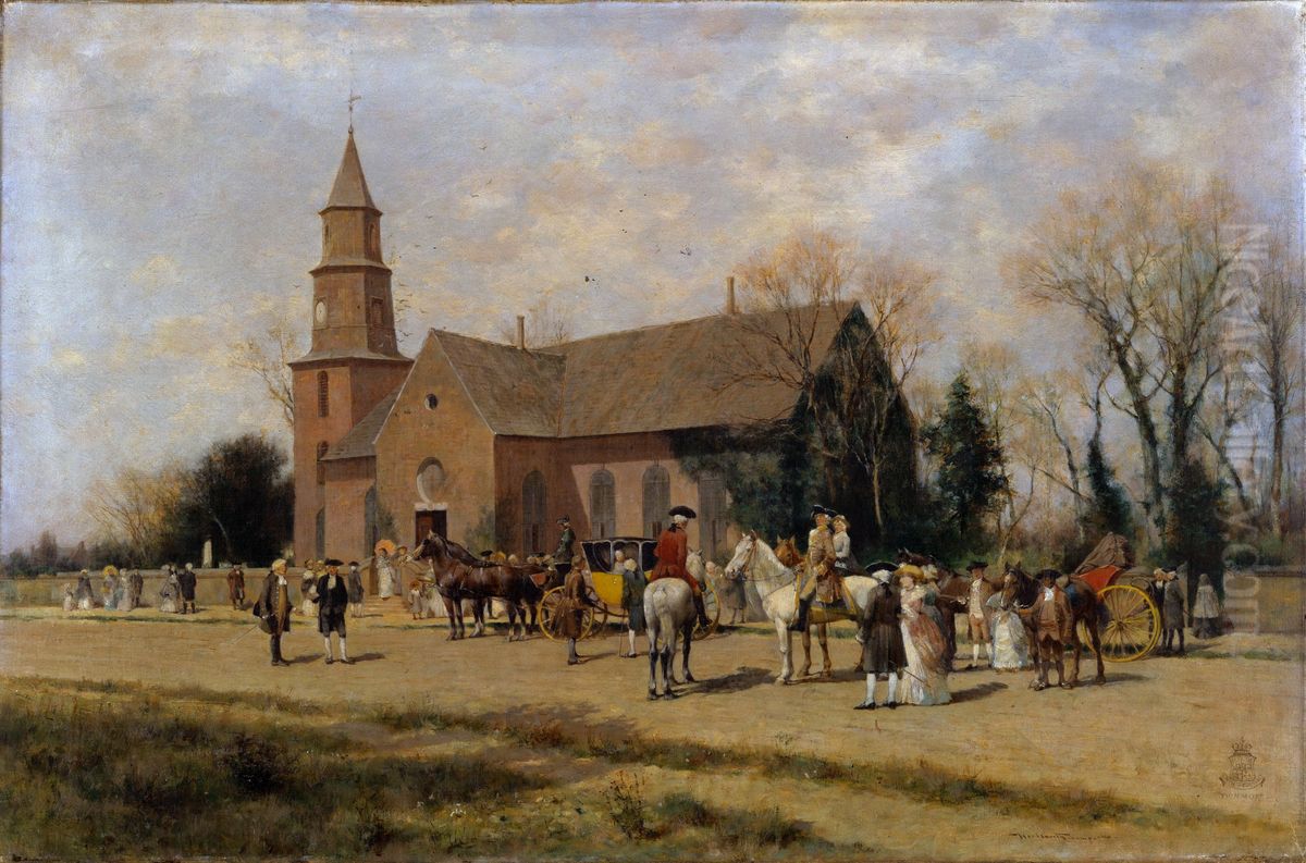 Old Bruton Church, Williamsburg, Virginia, in the Time of Lord Dunmore Oil Painting by Alfred Wordsworth Thompson