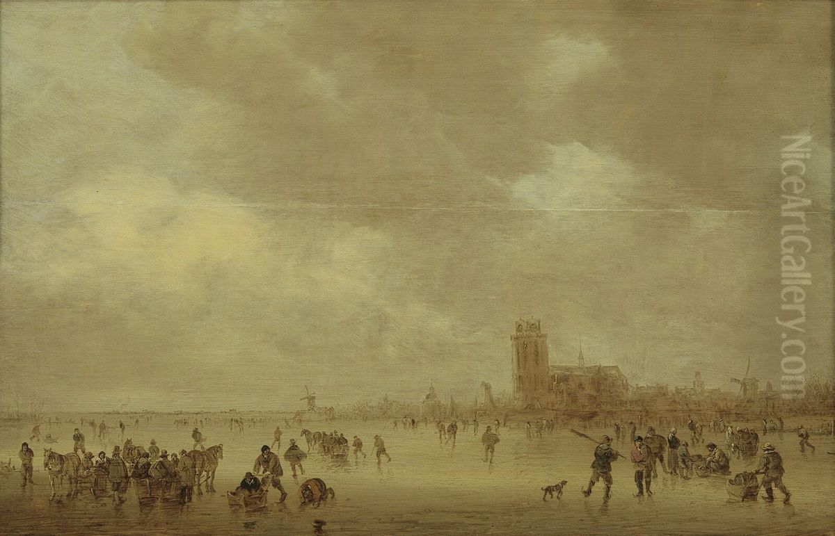 Winterlandscape near Dordrecht Oil Painting by Jan van Goyen