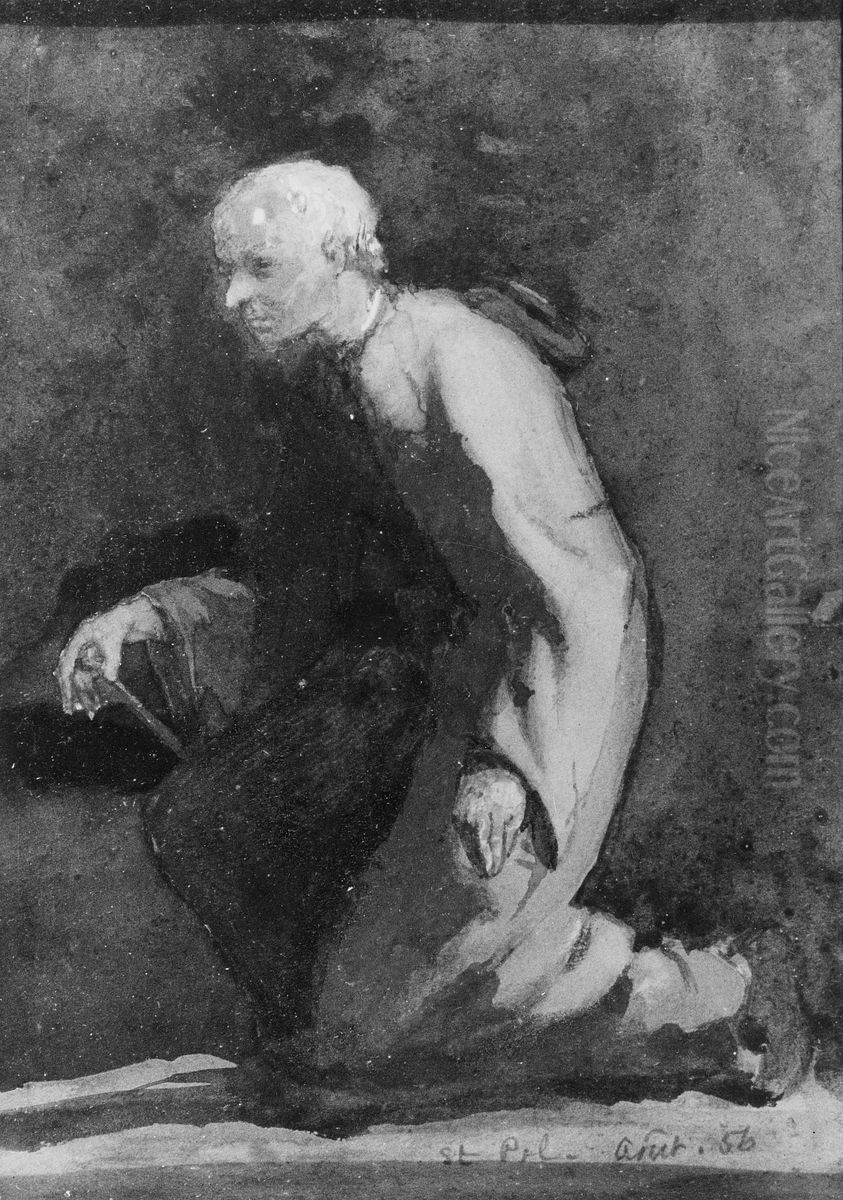 A Brittany Beadle-Sketch from Nature Oil Painting by John La Farge