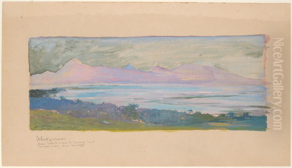 The Island of Moorea Looking across the Strait from Tahiti, January 1891 Oil Painting by John La Farge