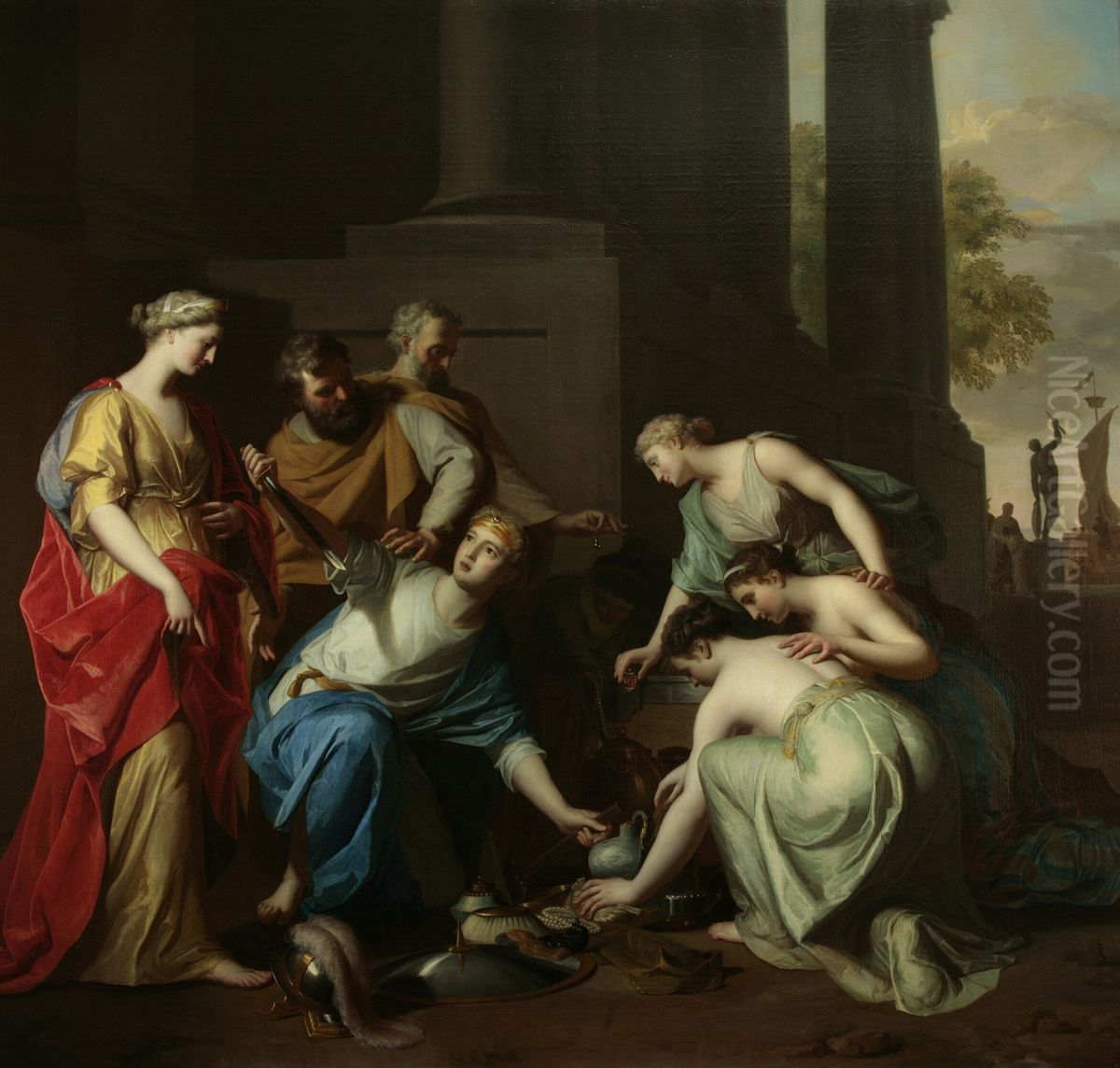 Achilles temidden van de dochters van Lykomedes Oil Painting by Hendrik van Limborch