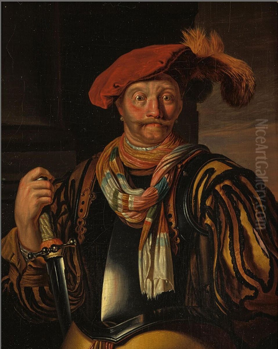 Standing Warrior with a Sword in his Right Hand Oil Painting by Frans van Mieris
