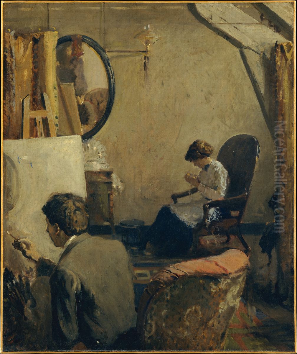 Louis Kronberg in his Studio in Copley Hall Oil Painting by Arthur Clifton Goodwin
