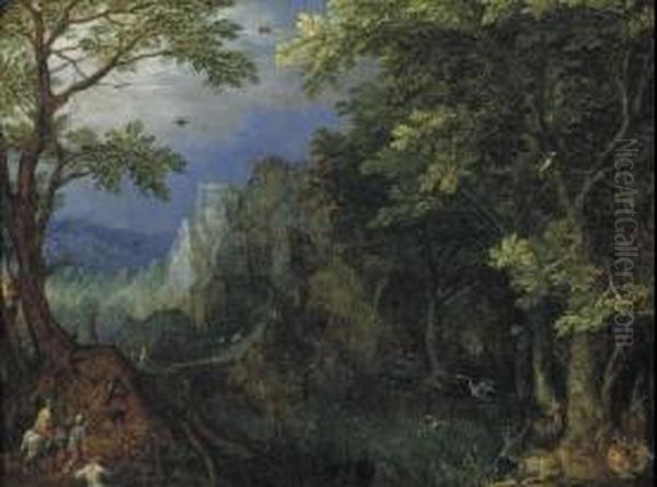 Bergachtig landschap Oil Painting by Gillis van Coninxloo