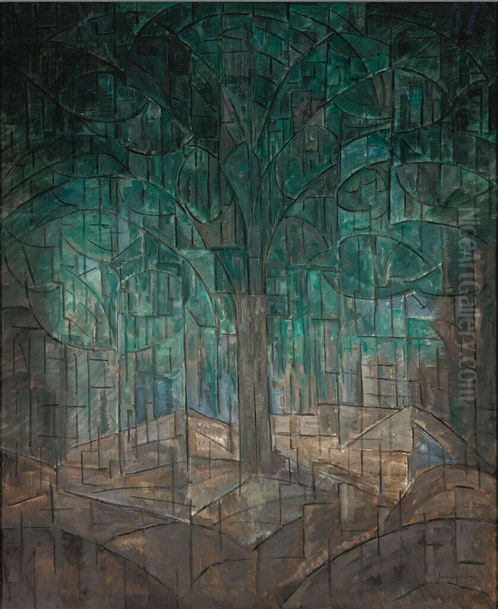 Wood (composition nr. 6) Oil Painting by Jacoba van Heemskerck