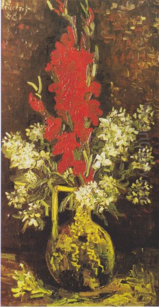Vase mit Gladiolen und Nelken Oil Painting by Vincent Van Gogh