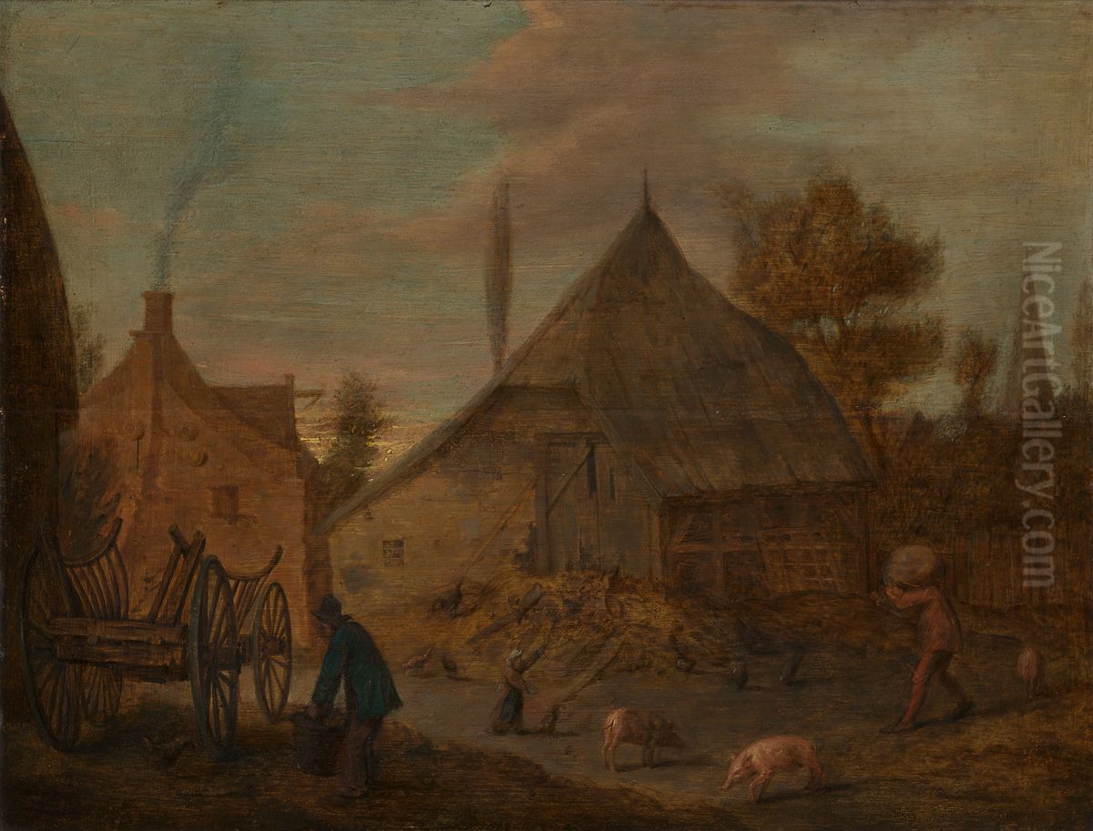 The Farmyard Oil Painting by Adriaen Brouwer