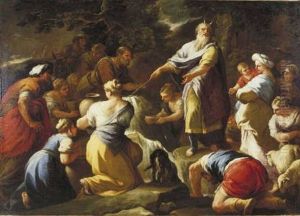 Moses striking water from the rock
