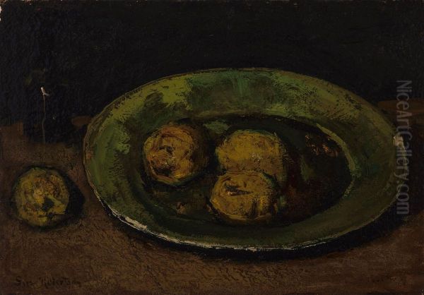 Still Life (Plate with Lemons) Oil Painting by Suze Robertson