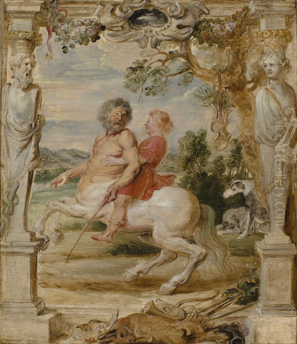 Achilles Educated by the Centaur Chiron Oil Painting by (studio of) Rubens, Peter Paul