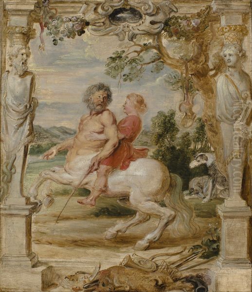 De centaur Chiron onderricht de jeugdige Achilles Oil Painting by Peter Paul Rubens