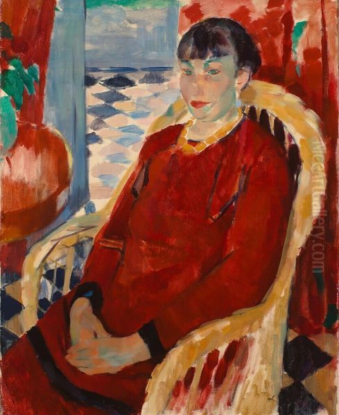 The Lady in Red Oil Painting by Rik Wouters